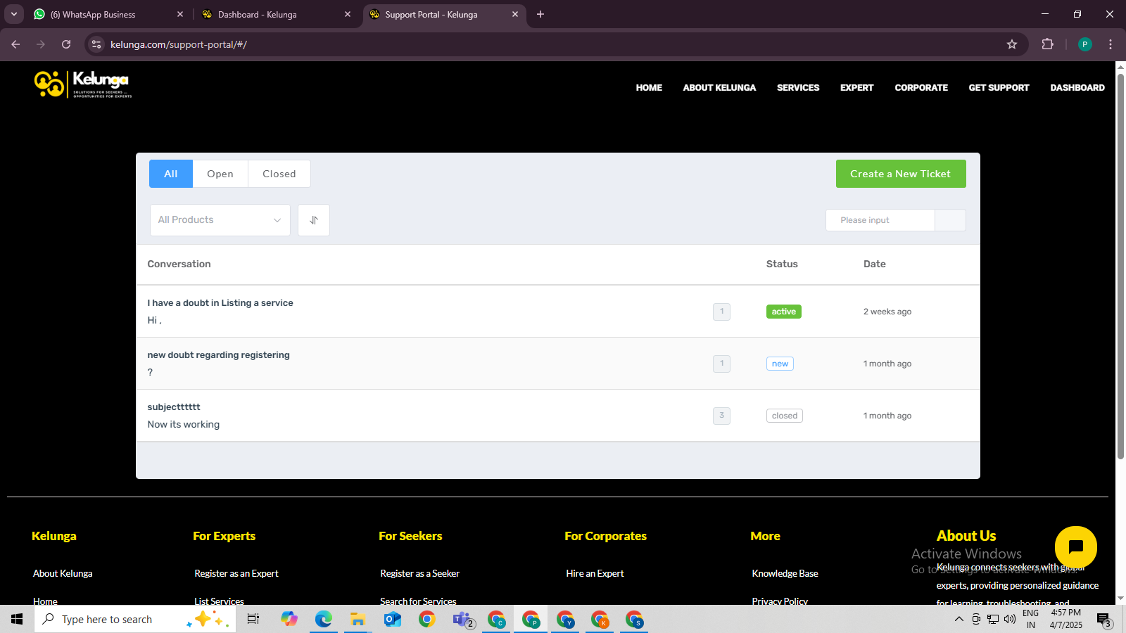 Raise a support ticket for disputes and complaint resolution